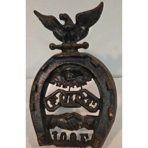 Odd Fellows Cast Iron Trivet Lodge Eagle Horseshoe Friendship IOOF